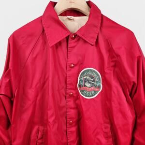 Vintage Moosehead Beer Jacket Mens Large Lined Windbreaker Red Canadian Lager